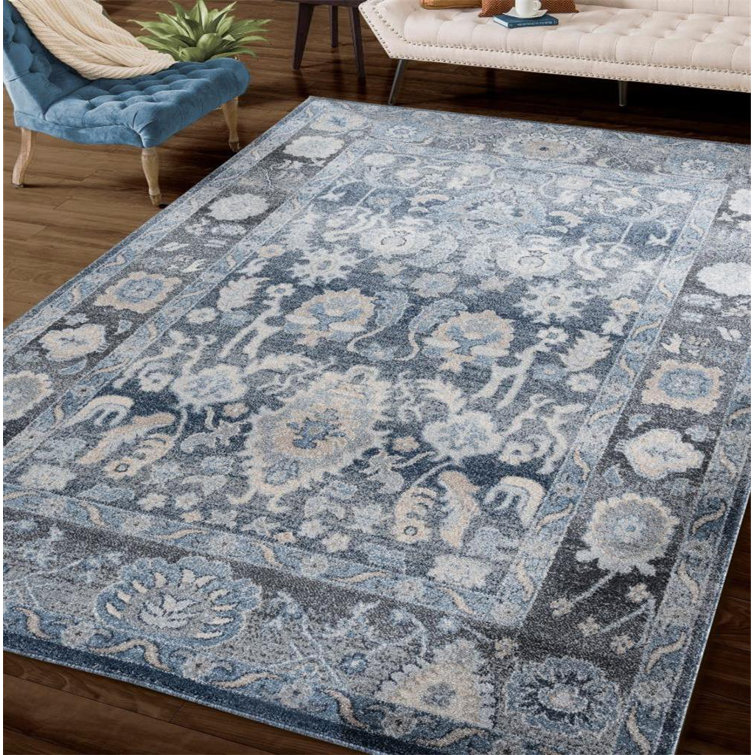 Bungalow Rose Adagio Oriental Blue Area Rug Wayfair